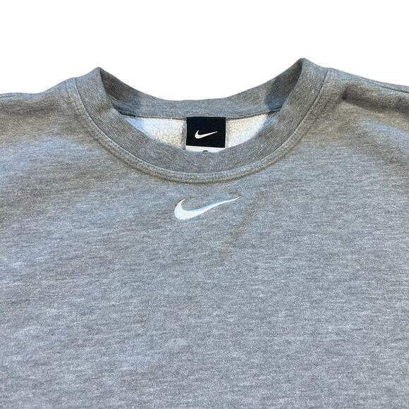 Y2K Nike Center Swoosh Gray Essential Crewneck Sweatshirt - Picture 2 of 4